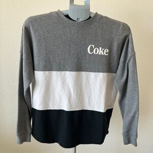 Coca-Cola Sweatshirt Men's Small Greyscale Logo‎ Crew Pullover Monochrome Coke